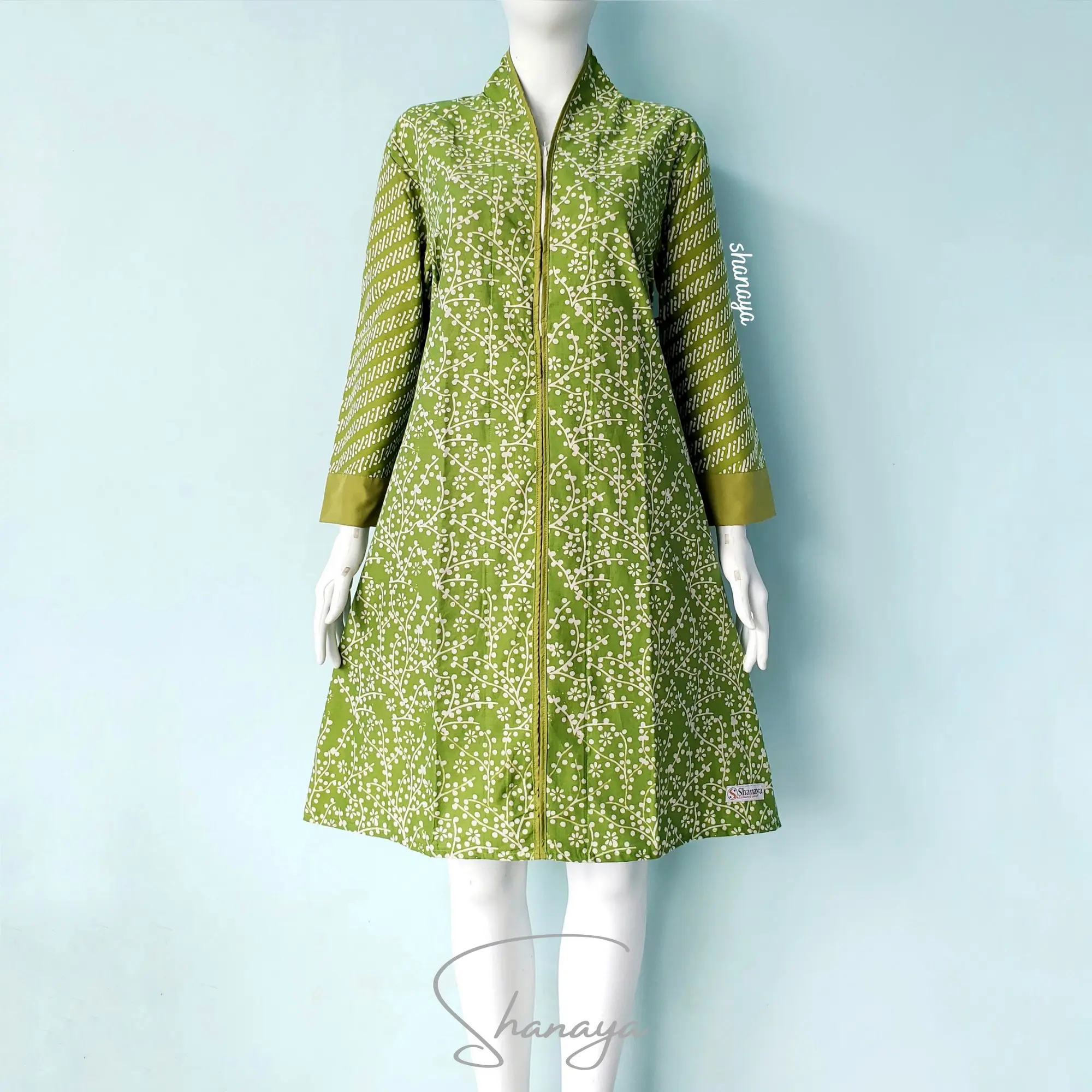 Shanaya Batik Tunik Aldena Garutan Dress Cap Baju atasan Wanita modern kombinasi cantik busui seragam kantor kondangan couple pasangan Kain Katun Panjang Zipper Sarimbit Kerja Casual Motif Formal