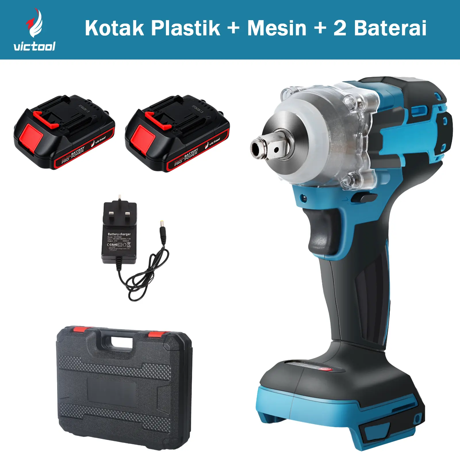 Kotak Plastik + Mesin + 2 Baterai