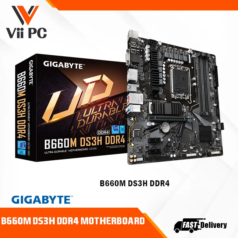 Gigabyte B660M DS3H DDR4  6+2+1 Phases Hybrid Digital VRM MOS Heatsink,2 x PCIe 4.0 M.2 Thermal Guard B660 Motherboard