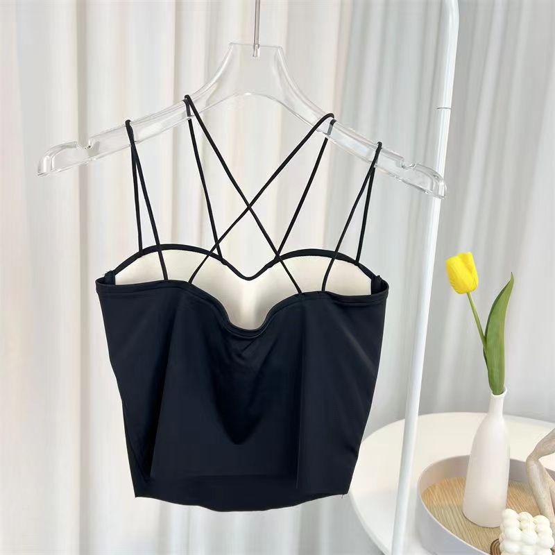 061558   Ice Silk Latex Fixed Cup with Chest Pad Solid Color Outer Wear Suspender Vest 4