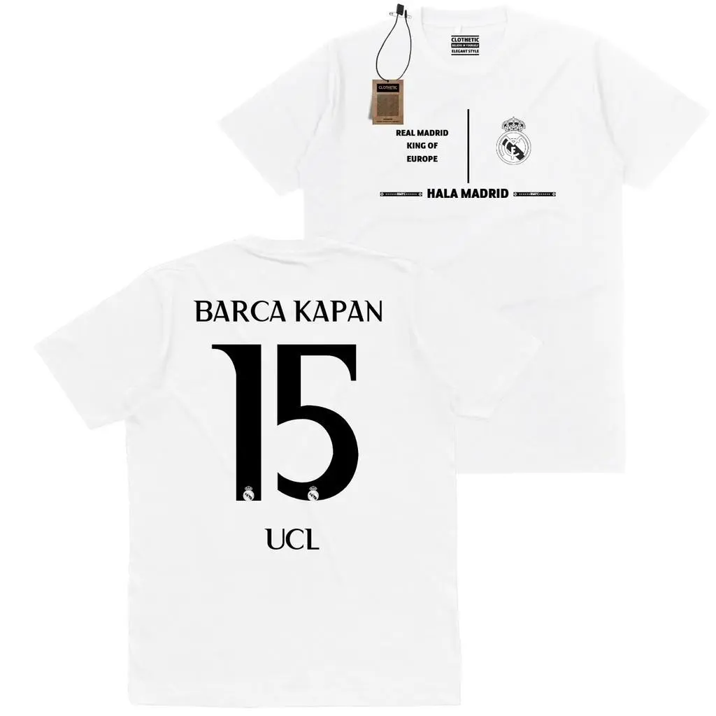 Baju Kaos Real Madrid Barca Kapan 15 UCL 24s Tshirt Premium - Bahan 100% Cotton Combed 24S - Lembut