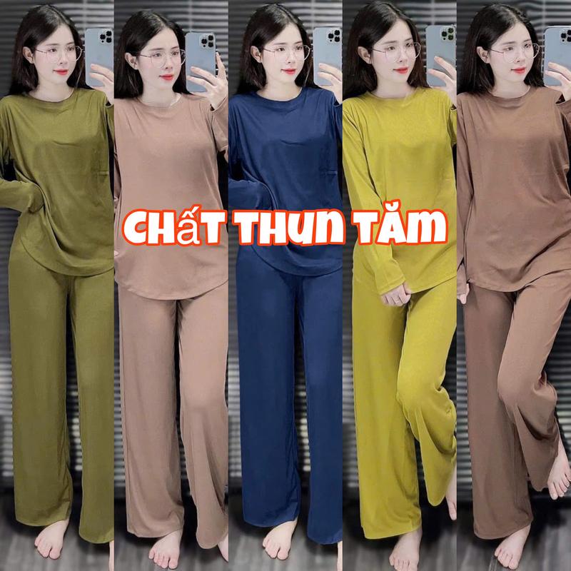 SET BỘ Ủ KEM BIGSIZE CHẤT LIỆU THUN TĂM LẠNH QUẦN ỐNG SUÔNG Nữ Women