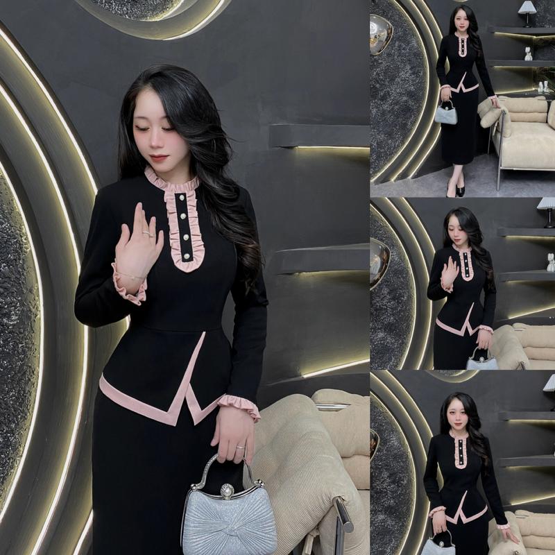 G121 - Váy Thiết Kế Evii dành cho nữ Đầm thiết kế cổ bèo Peplum liền cách điệu dáng bút chì xuông phù hợp đi làm đi chơi và đi dự tiệc. Có Bigsize Women Dress