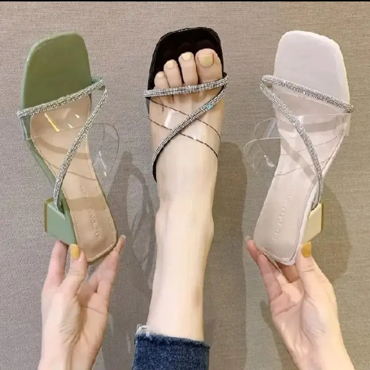 Sandal Wanita Kekinian Hak Tahu 5cm Mika Mutiara Terbaru Hells