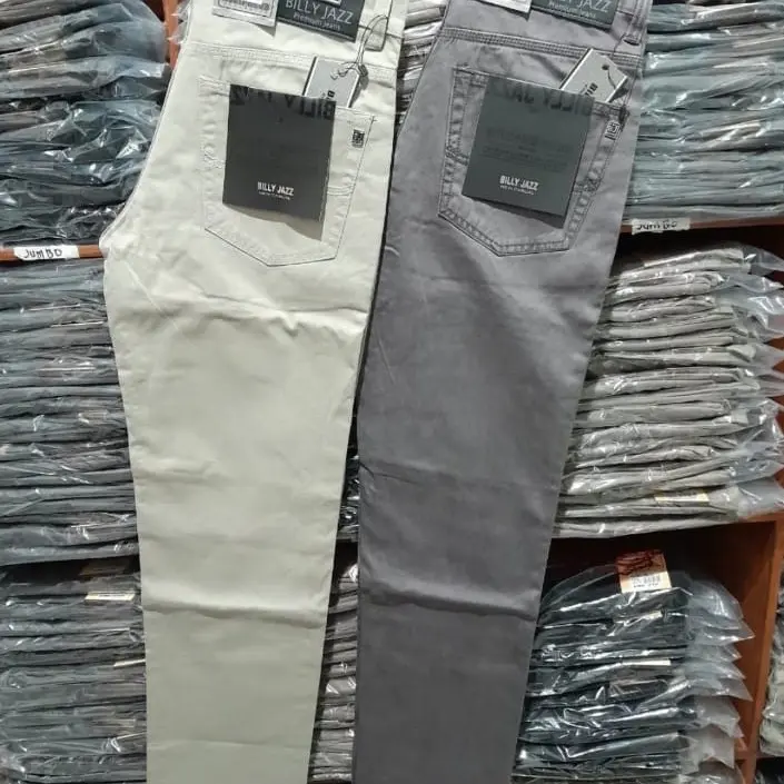 Celana Panjang Pria Formal Kerja Kantor Billyjazz non Stretch  Pola Polos Distro Cowok Dewasa Katun Slimfit Hitam Navy Chino Casual 2