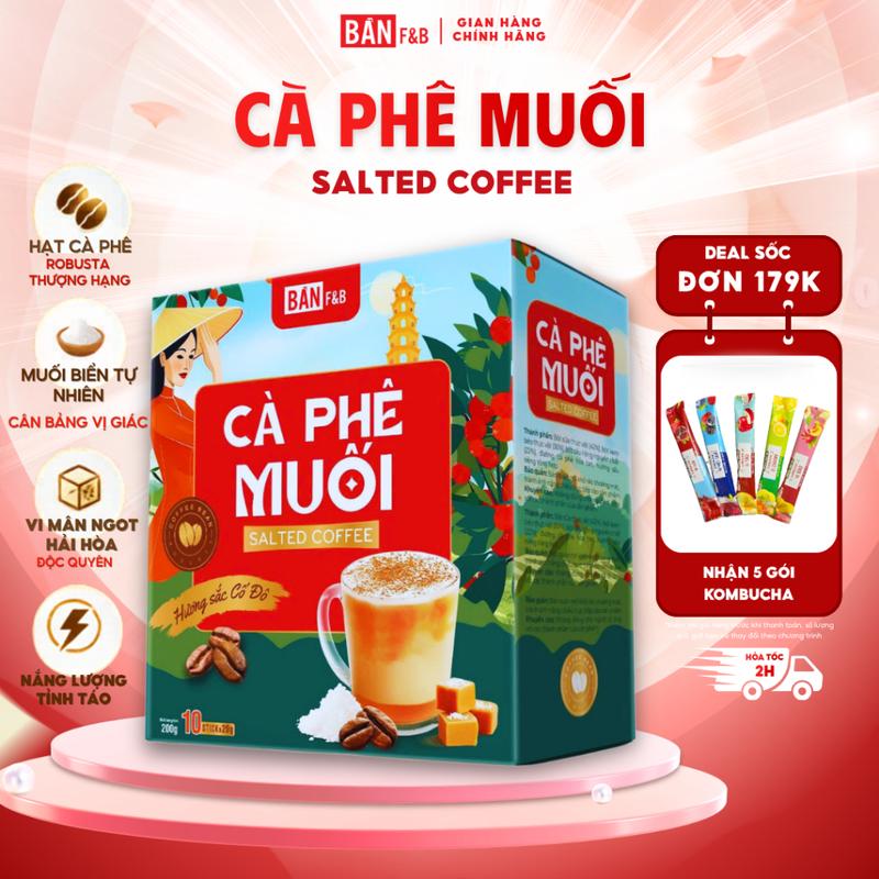 [BEST SELLER] Cà Phê Muối Chuẩn Vị Cố Đô Huế, Cafe Hòa Tan Đậm Đà Hương Sắc Cố Đô Hộp 10 Gói - Bản F&B