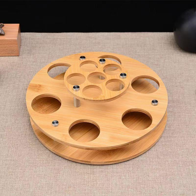 Product Introduction of High-end household pallet bamboo rack bar counter white wine glass wine dispenser storage rack liquor cup round mouth cup holder rack Utensils Bottles 3