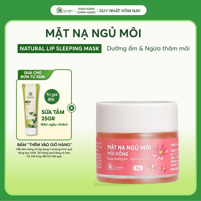 Mặt Nạ Ngủ Môi Hồng Dưỡng Ẩm Giảm Thâm Căng Bóng Mềm Mịn Chống Nứt Nẻ Cỏ Mềm 8g