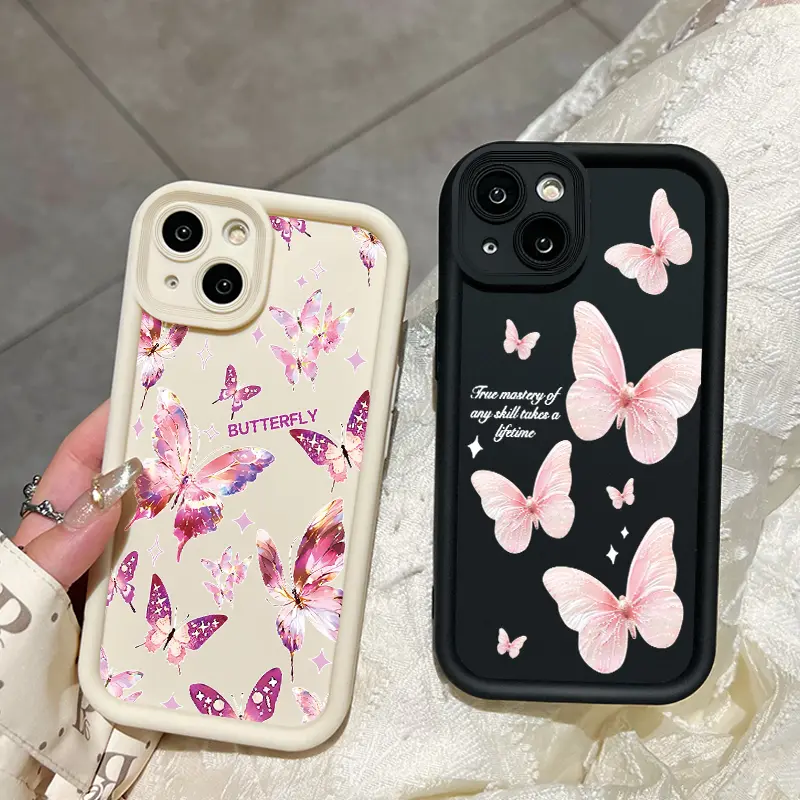 Casing Hp Untuk OPPO A7 OPPO A5s OPPO A12 OPPO A12S A11k Case Casing Kesing sarung HP kupu-kupu merah muda Softcase baru trendi pelindung silikon 2