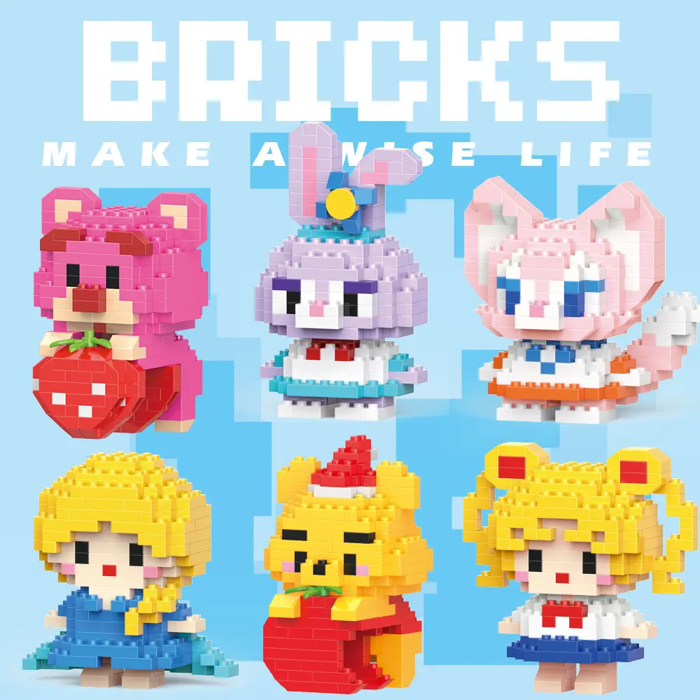 Cartoon Toys Building Blocks Girls Boys Educational Gift Set