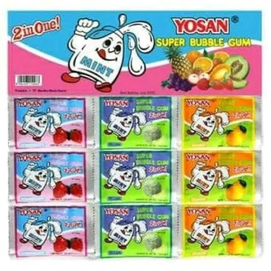 PERMEN KARET YOSAN 2 IN 1 ISI 24 PCS Gula Gum 4