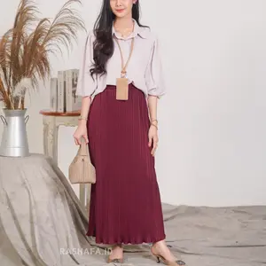 Rok Plisket Payung Wavy / Rok Plisket Premium Tebal / Wavy Pleated Skirt / Rok Wanita Panjang (036)