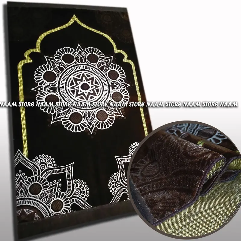 Sajadah Sholat Dewasa Motif Flora Ukuran 110x70cm Bahan Lembut Tebal Standart 4