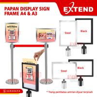 Gambar Extend Papan Display Sign Frame Tanda Board Banner Iklan Poster A4 A3 Untuk Tiang Pembatas Antrian Stainless Steel Coating Black - LPS-SteelA4V dari Foyu Photo Kota Administrasi Jakarta Selatan 5 Tokopedia