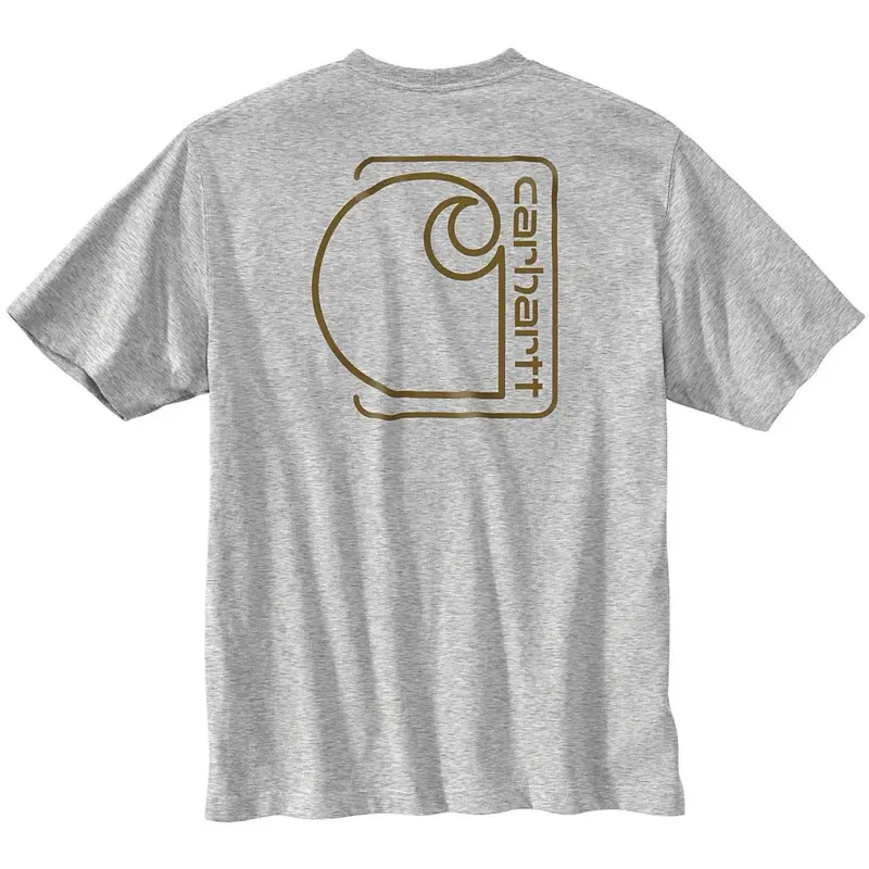 CARHARTT RELAXED FIT LIGHTWEIGHT SHORT SLEEVE POCKET C GRAPHIC TSHIRT (HEATHER GRAY)