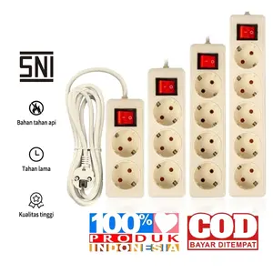 STOP KONTAK PREMIUM GERMANY ISI 5 LOBANG + KABEL 1,5 METER, 3 METER, 5 METER BER-SNI
