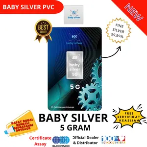 Baby Silver PRESS PVC 5 Gram Fine Silver Perak Batangan Asli Murni Logam Mulia Original