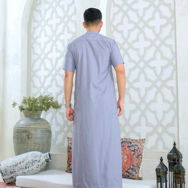 Gamis Hasyimi Lengan Pendek Berkerah by MAJA Collection Gamis Toyobo Grade A Kancing Premium Busana Muslim Pria Warna Navy Dewasa Hitam Katun Panjang Jubah 2