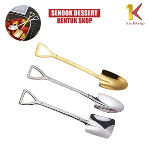 [COD] SK C1006 Sendok Dessert Aesthetic Lucu Bentuk Sekop Besi Stainless Anti Karat