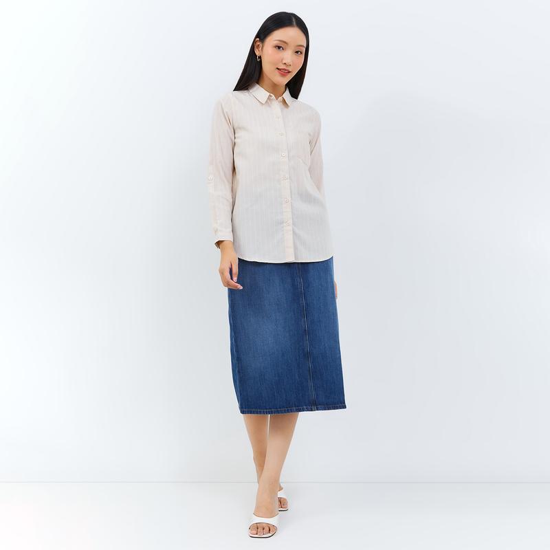 Geela Official - Aurelia Cream Stripe Shirt (G.11615) - Kemeja Wanita 5