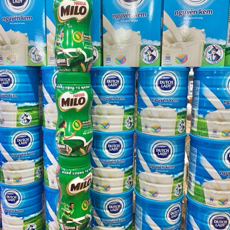 Thực phẩm bổ sung sữa nguyên kem Dutch lady Hà Lan hộp giấy 400g lon 850g hủ milo 400g date mới