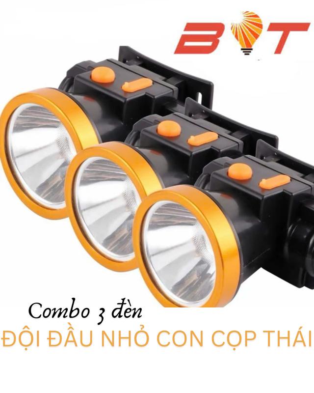(Chỉ sáng TRẮNG, kéo sang xem kích thước) Combo 3 đèn pin sạc điện đội đầu 8 tiếng có quai đeo đầu dùng làm đèn phượt, đèn soi ếch và đèn làm vườn