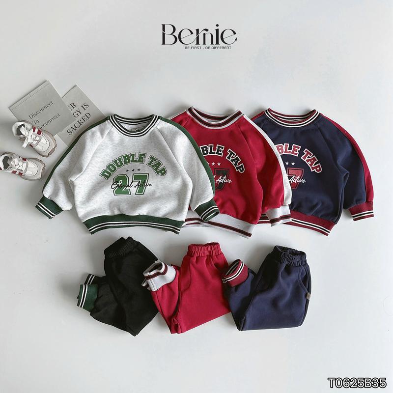 Bộ thể thao SỐ 27 nỉ hai da dày dặn đứng form quần bo gấu năng động 2 màu cho bé đi học đi chơi size 10-26kg