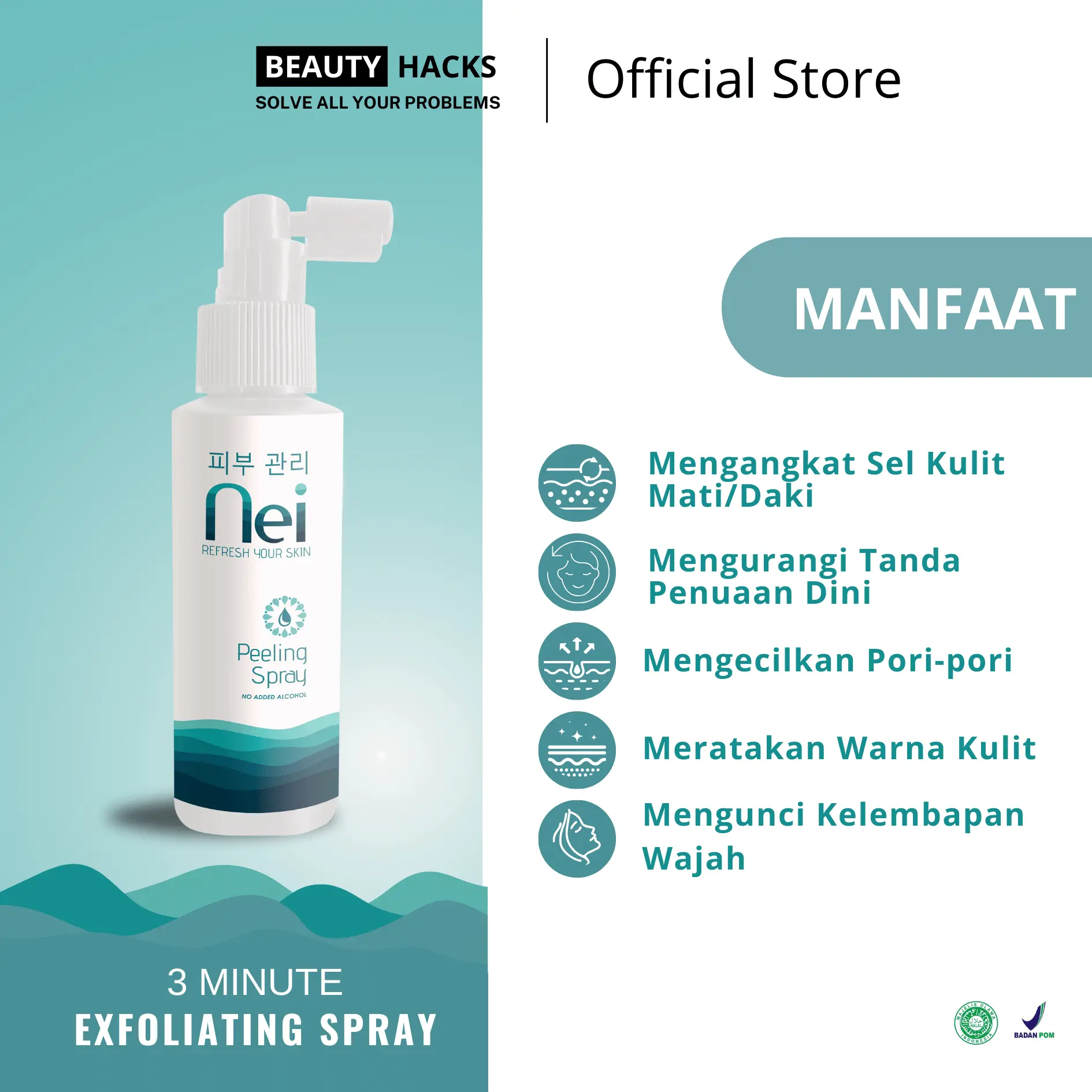 Perontok Daki dan Sel Kulit Membandel - Nei Peeling Spray Resmi BPOM