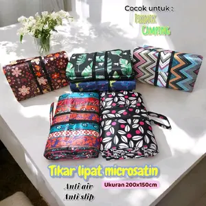 TIKAR LIPAT MICROSATIN 200x150cm Anti air anti Selip Kado Merah Outdoor Camping Multi Fungsi Praktis & Efisien