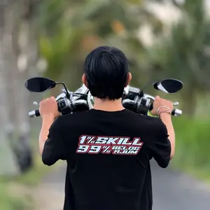 T-SHIRT JWC V4 1% SKILL 99% BELOG AJUM                   Kaos Distro Pria  Katun  Hitam Cowok Tebal Dewasa Sablon Baju Oblong Polos Combed Logo