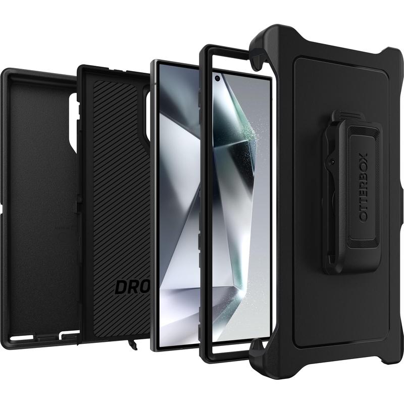 Product Introduction of OtterBox Samsung Galaxy S24 Ultra Defender Series Case - BLACK, rugged & durable, with port protection, includes holster clip kickstand 4
