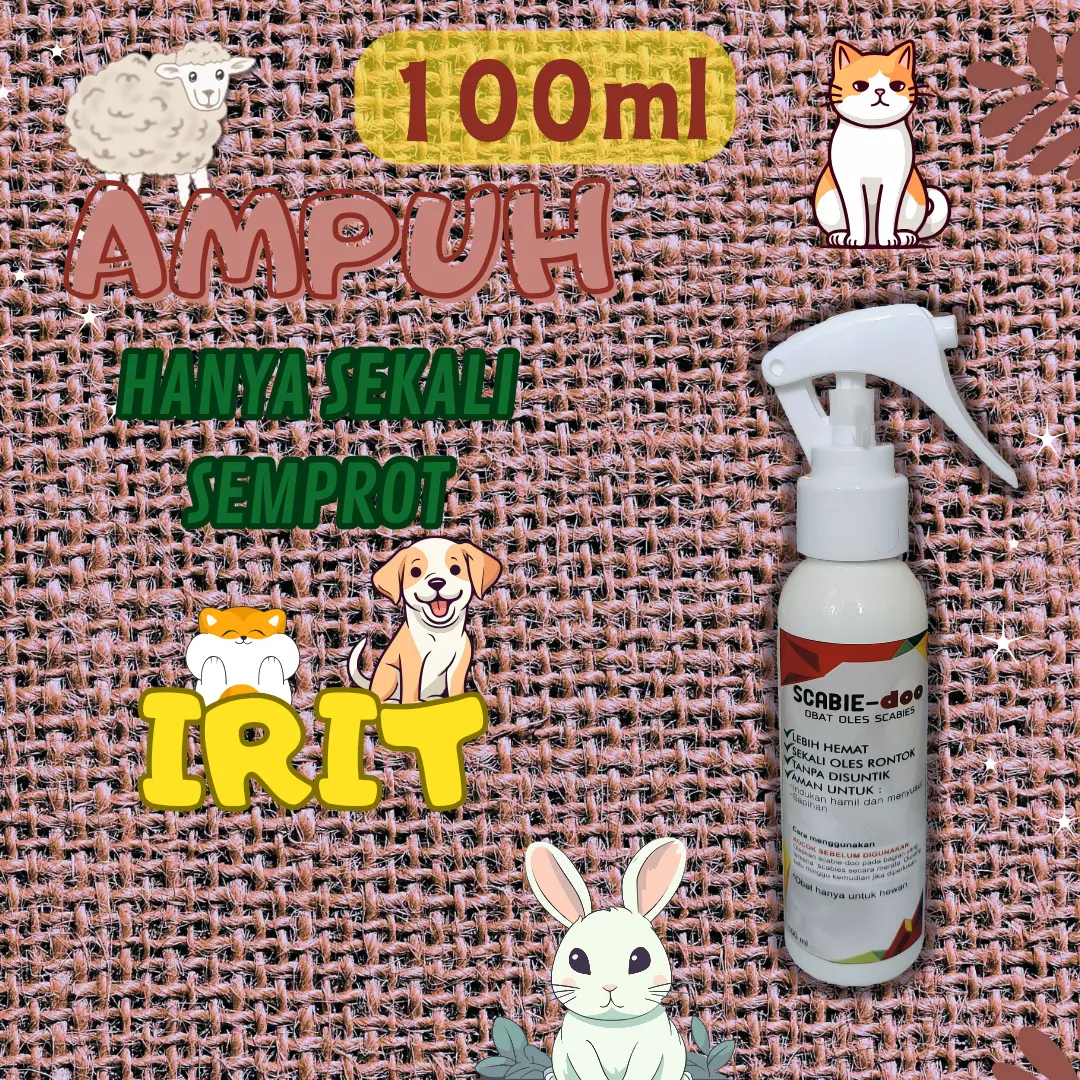 anti kutu semprot/spray scabies gudik kelinci kucing hewan ampuh 100ml kemasan SEMPROT