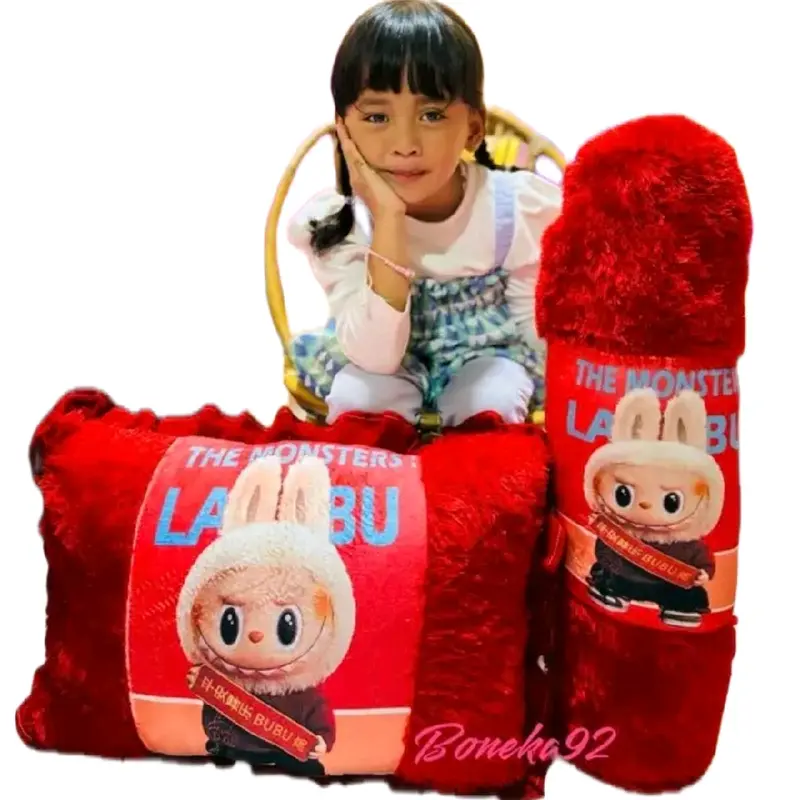 Bantal Guling set Karakter Labubu the monster Bed 1