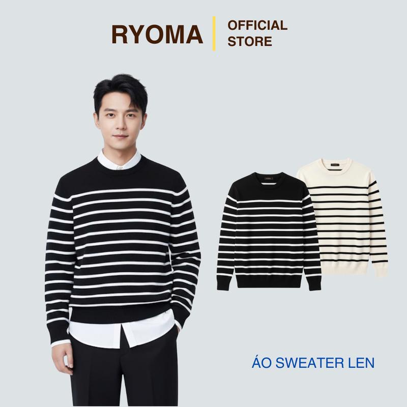  Áo len cổ tròn RYOMA hoạ tiết kẻ sọc ngang chất len lông thỏ mềm mịn phong cách trẻ trung NLH-16 