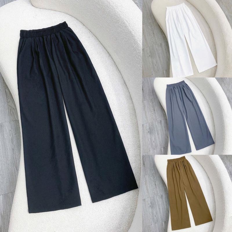 Quần Ống Suông Rộng Bigsize Quần Lưng Chun Vải Mềm Mại Êm Vải Thoáng Mát Phong Cách Basic Dễ Phối Đồ Cho Chuppy 50-92Kg - Q558