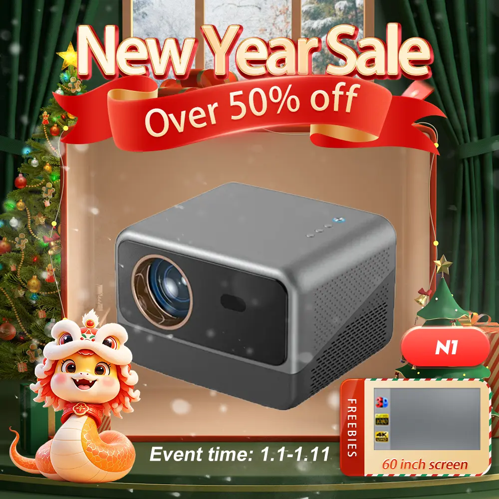 N1 HD Projector 4K with WiFi and Bluetooth LONAISCI  Auto Focus Movie Projector Native 1080P Portable Projector Business Office Proyector for Word/Excel/PPT