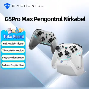 Machenike G5Pro Max SE Tri-mode Wireless Controller Gamepad Dengan Charging Dock Hall Effect Joysticks Hall Trigger 6 Axis Gyroscope Ice Blue Color 1000Hz Polling Rate Controller Support PC Switch TV Tablet