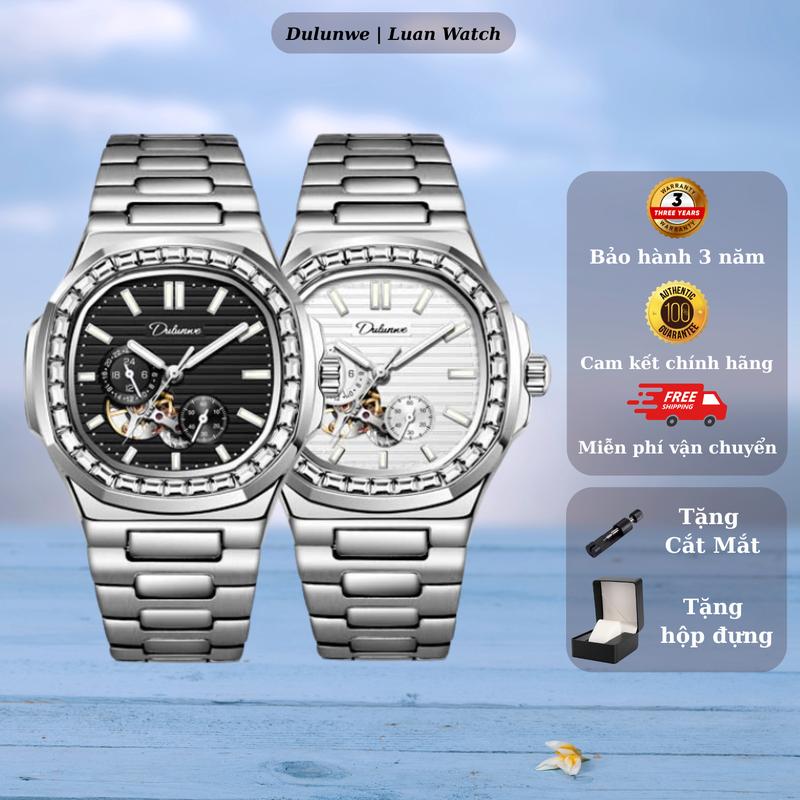 Bản Luxury CX-6043A Đồng hồ Cơ Nam Dulunwe Thiết Kế PT Nautilus Viền Đá mặt Kính Sapphire Size 40mm Chống Nước 5ATM | Hàng Chính Hãng Watch Đeo Tay