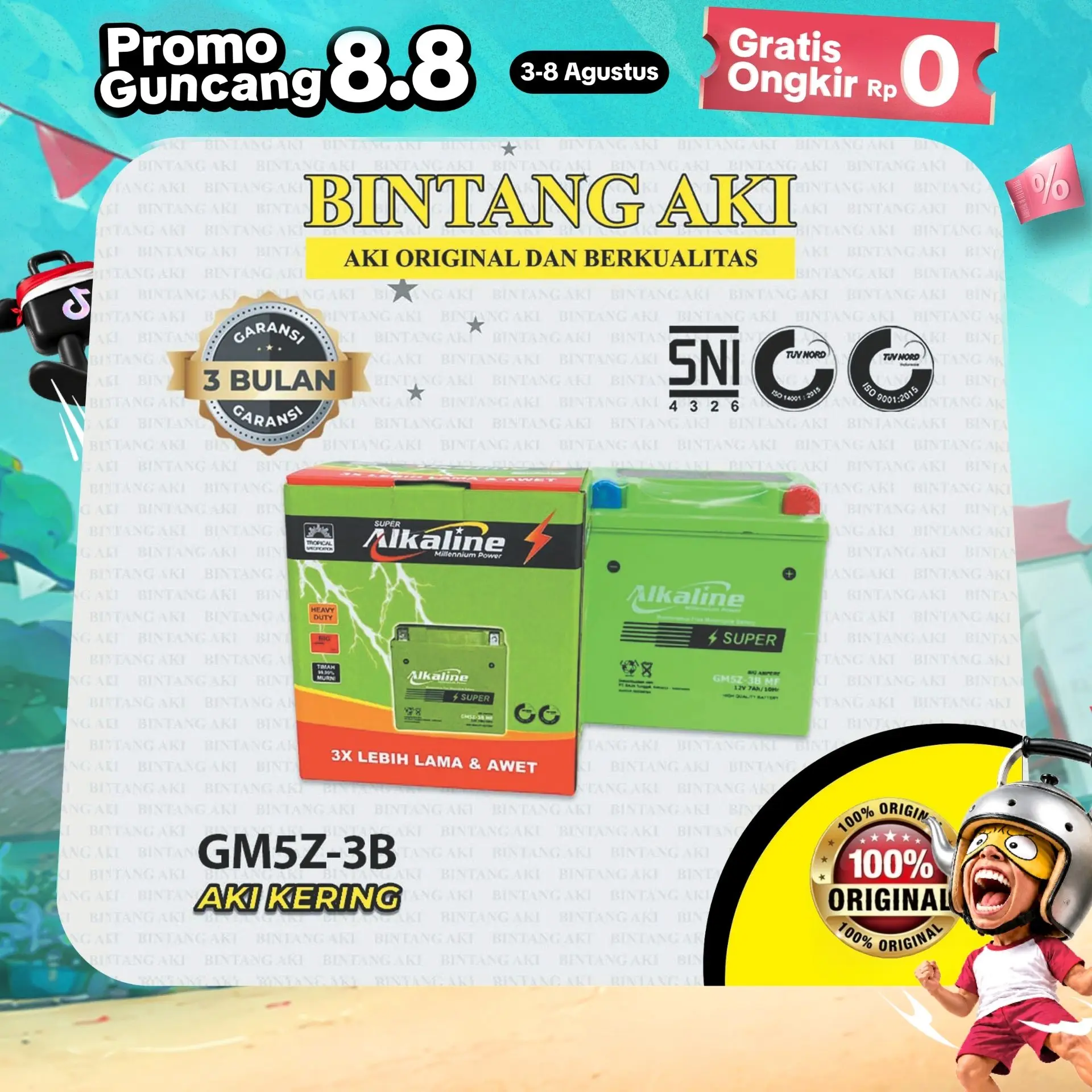Aki Motor ALKALINE GM5Z-3B SUPER Aki Kering MF MOTOR SUPRA X LEGENDA SUPRA FIT SHOGUN ASTREA MEGAPRO PRIMUS BLITZ SMASH SATRIA 120R TITAN JUPITER Z 135 JUPITER MX 135 Motorcycle