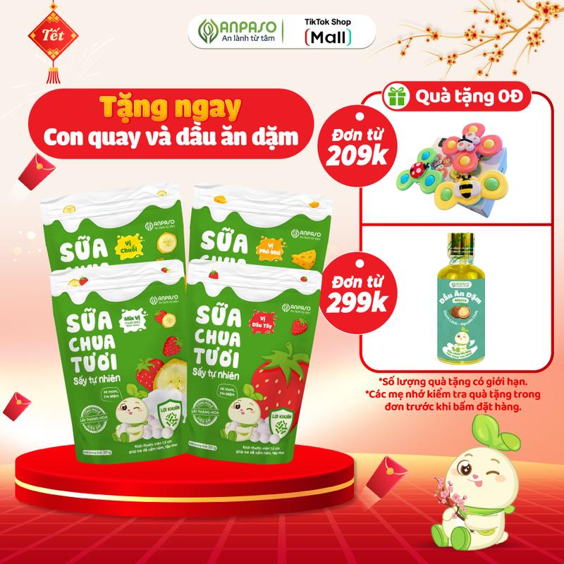 Sữa Chua Sấy Thăng Hoa Ít Đường Anpaso - Đồ Ăn Sấy Khô Snack Ăn Vặt