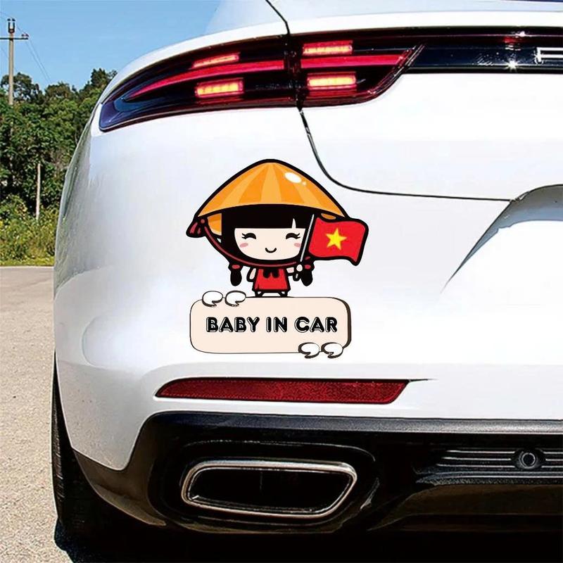  Dán Decan Oto BABY IN CAR Mẫu EM BÉ VIỆT NAM chống nước dán xe oto trang trí Oto in hình theo yêu cầu in Chữ yêu cầu 