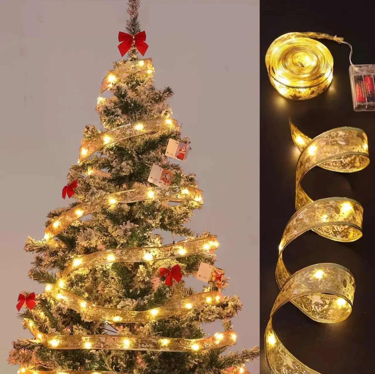 Christmas tree silk lights bow lights Christmas decoration LED lights decorative colored lights Christmas lights Box Gift