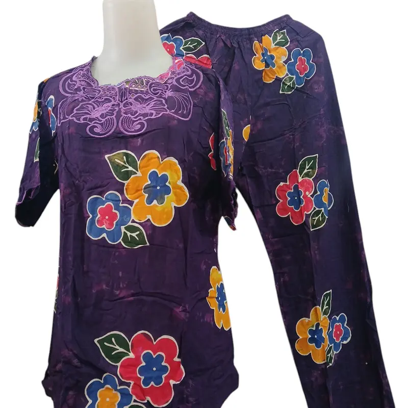 SETELAN BORDIR DEWASA WANITA STANDAR Baju Celana Panjang Katun Motif Remaja 4