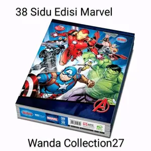 (1 Pak 10 Buku) Buku Tulis Sidu Edisi Marvel Dan Princes Isi 38 Lembar Spesial Gambar Karakter Laki-Laki dan Cewe 38 Vision Princess Random  - Kertas Paper Putih Stationery