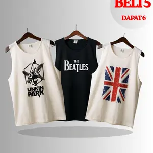 GUANO Singlet Pria Sleveless basic tanktop Hitam Guano fit motif Oblong kaos singlet distro - Baju Olahraga katun 30s Santai