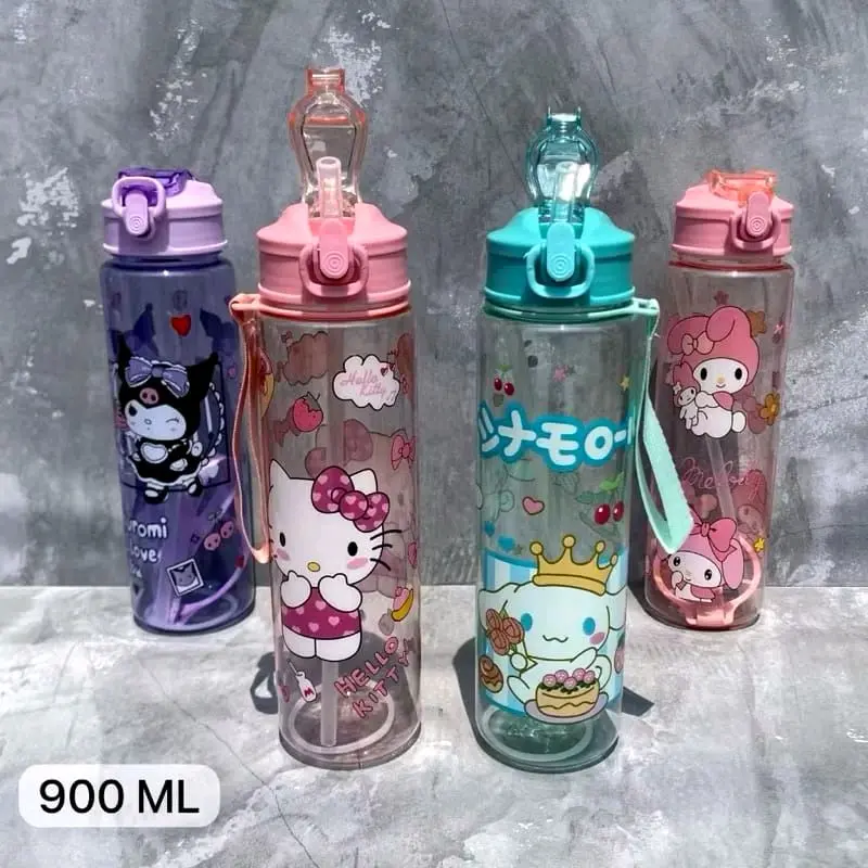 BOTOL MINUM KARAKTER KUROMI SANRIO CINNAMOROL HK MELODY FREE SEDOTAN FREE TALI Bottles Water 1