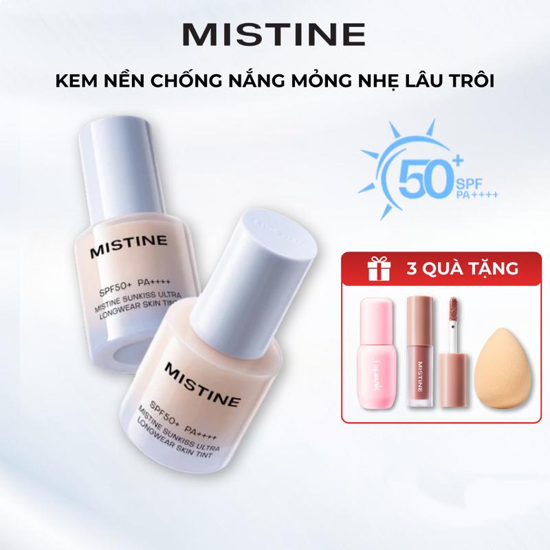 TUN PHẠM MISTINE Kem nền chống nắng Sunkiss + 3 QUÀ 1 Son tint ISPEAK 1 Son bóng 1 Bông mút