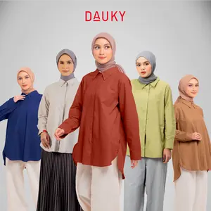 [Best Seller] DAUKY Baju Atasan Kemeja Katun Basic Polos Full Kancing Simple M Tunic Basic Katun Pamela