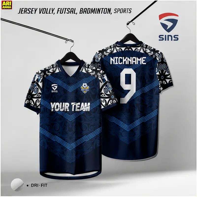 Jersey Sukan Custom Lelaki Corak Batik Tradisional, Boleh Cetak Nama ...