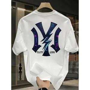 Kaos Bermotif Unisex 100% Katun Longgar Cocok Untuk Pekerjaan Santai Dan Kehidupan  Sehari-hari T-Shirt Round Neck Style Cute European and American Trendy 1231A50 Polos Vintage Fit Kerah Wanita Baju Panjang Nyaman Atasan Pendek Baju